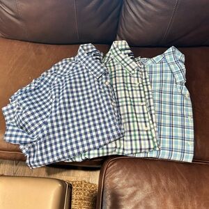 3 Croft & Barrow Casual Button Down Shirts Blue and Green. Selling all together.
